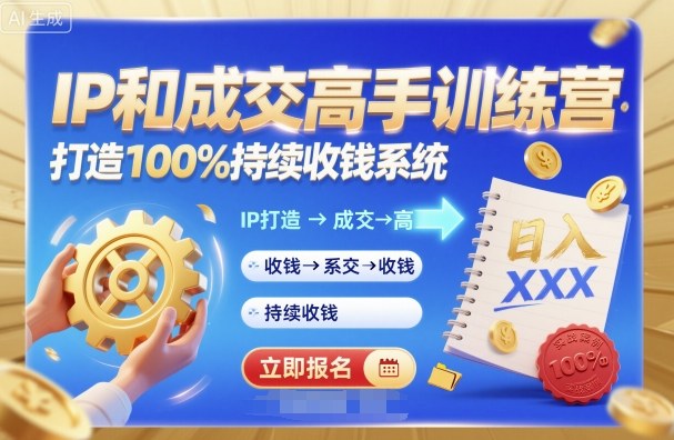带你成为IP和成交高手的训练营，打造100%持续收钱系统-九零网创