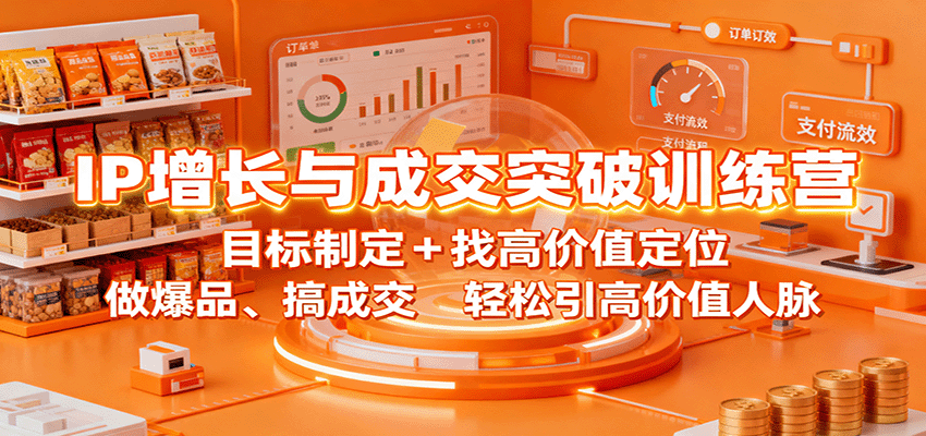 IP增长与成交突破训练营：目标制定+找高价值定位，做爆品、搞成交，轻松引高价值人脉-九零网创