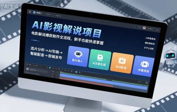 AI影视解说项目,电影解说爆款制作全流程,新手也能快速掌握-九零网创