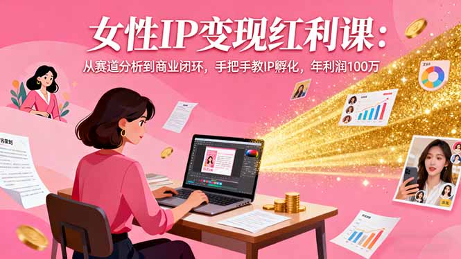 女性IP变现红利课:从赛道分析到商业闭环,手把手教IP孵化,年利润100万-九零网创
