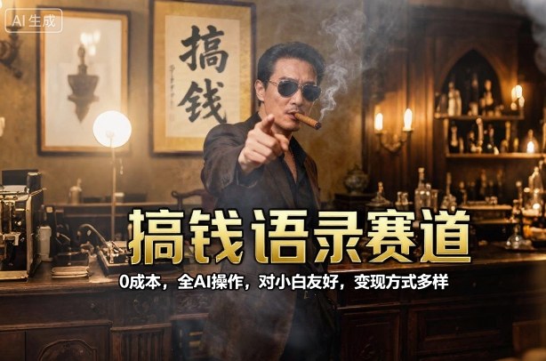 搞钱语录赛道，0成本，全AI操作，对小白友好，变现方式多样-九零网创