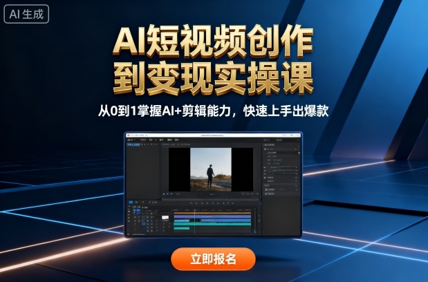 AI短视频创作到变现实操课，从0到1掌握AI+剪辑能力，快速上手出爆款(更新10月)-九零网创