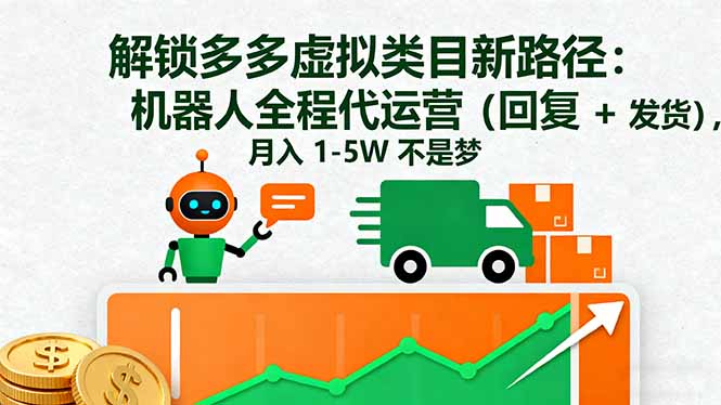 解锁多多虚拟类目新路径：机器人全程代运营(回复 + 发货-九零网创