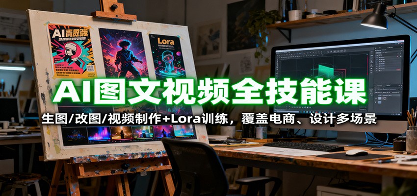 AI图文视频全技能课:生图/改图/视频制作+Lora训练,覆盖电商 、设计多场景-九零网创