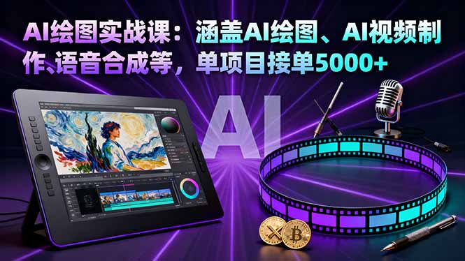 AI绘图实战课：涵盖AI绘图、AI视频制作、语音合成等，单项目接单5000+-九零网创