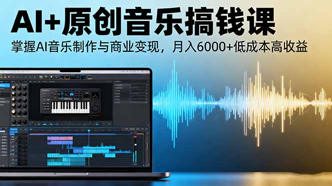 AI+原创音乐搞钱课：掌握AI音乐制作与商业变现，月入6000+低成本高收益-九零网创