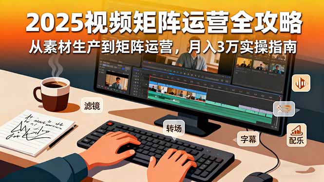 2025短视频矩阵运营全攻略：从素材生产到矩阵运营，月入3万实操指南-九零网创