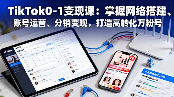 TikTok0-1变现课：掌握网络搭建、账号运营、分销变现，打造高转化万粉号-九零网创