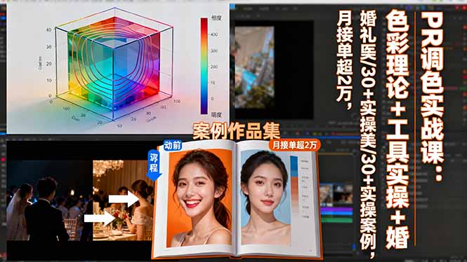 PR调色实战课:色彩理论+工具实操+婚礼医美/30+实操案例,月接单超2万-九零网创