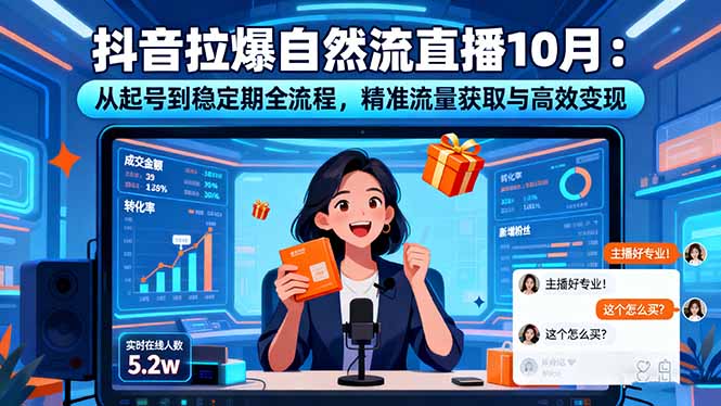 抖音拉爆自然流直播10月：从起号到稳定期全流程，精准流量获取与高效变现-九零网创