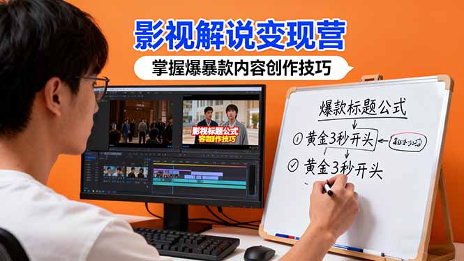 影视解说变现营：通过30+实战案例爆款内容创作技巧，掌握影视解说盈利密码-九零网创