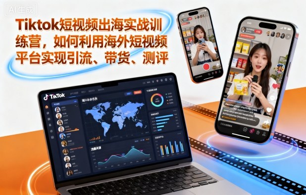 Tiktok短视频出海实战训练营，如何利用海外短视频平台实现引流、带货、测评-九零网创