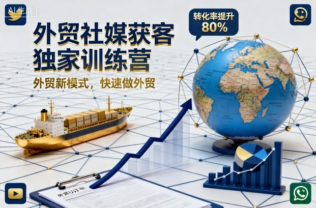 外贸社媒获客独家训练营，外贸新模式，快速做外贸-九零网创