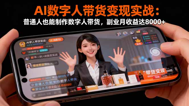 AI数字人带货变现实战:普通人也能制作数字人带货,副业月收益达8000+-九零网创