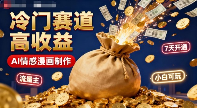 公众号冷门赛道，用AI做情感漫画，7天开通流量主，操作简单，小白可玩-九零网创