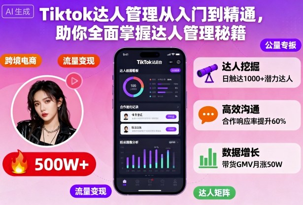 Tiktok达人管理从入门到精通,助你全面掌握达人管理秘籍-九零网创