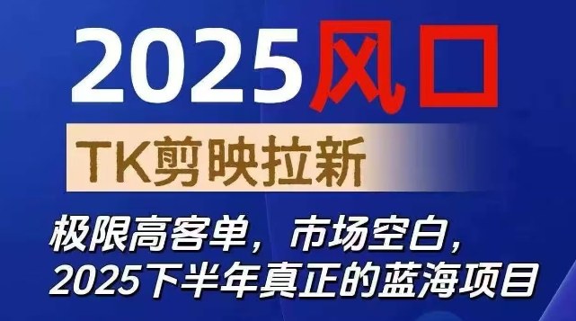 2025风口TK剪映capcut拉新项目，极限高客单，市场空白，2025下半年真正的蓝海项目-九零网创