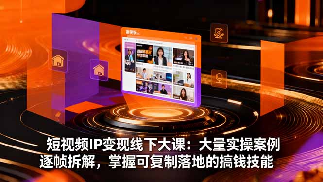 短视频IP变现线下大课:大量实操案例逐帧拆解,掌握可复制落地的搞钱技能-九零网创