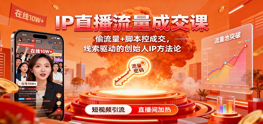 IP直播流量成交课：偷流量+脚本控成交，线索驱动的创始人IP方法论-九零网创