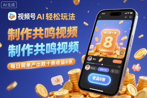 视频号AI轻松玩法，制作共鸣视频，每日简单产出数十条收益8张-九零网创
