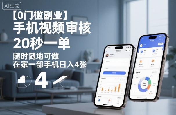 【0门槛副业】手机视频审核，20秒一单，随时随地可做，在家一部手机日入4张【揭秘】-九零网创