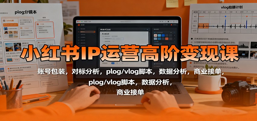 小红书IP运营高阶变现课：账号包装，对标分析，plog/vlog脚本，数据分析，商业接单-九零网创