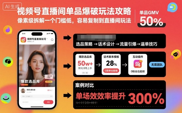 视频号直播间单品爆破玩法攻略，像素级拆解一个门槛低，容易复制到直播间玩法-九零网创