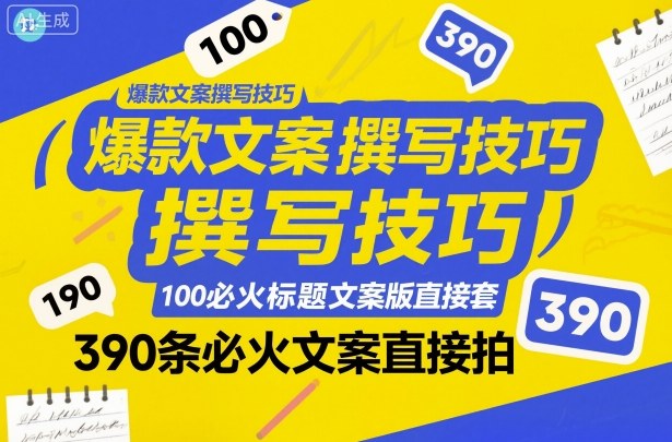 爆款文案撰写技巧,100个必火标题文案模版直接套,390条必火文案直接拍-九零网创