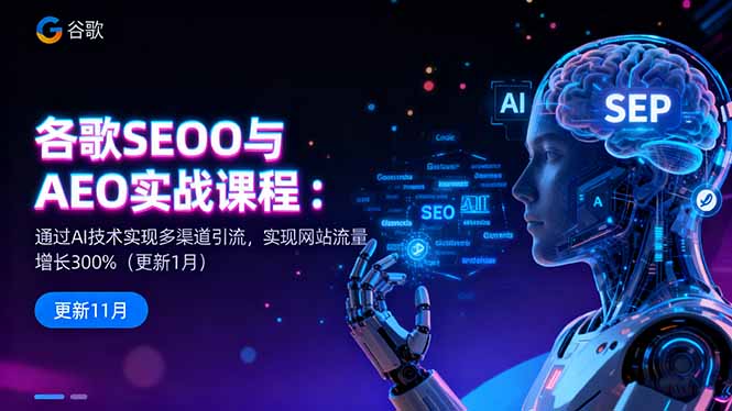 谷歌SEO与AEO实战课程：通过AI技术实现多渠道引流，实现网站流量增长300%-九零网创