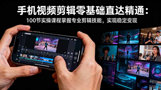 手机视频剪辑零基础直达精通：100节实操课程掌握专业剪辑技能，实现稳…-九零网创