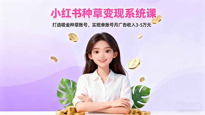 小红书种草变现系统课:打造吸金种草账号,实现单账号月广告收入3-5万元-九零网创
