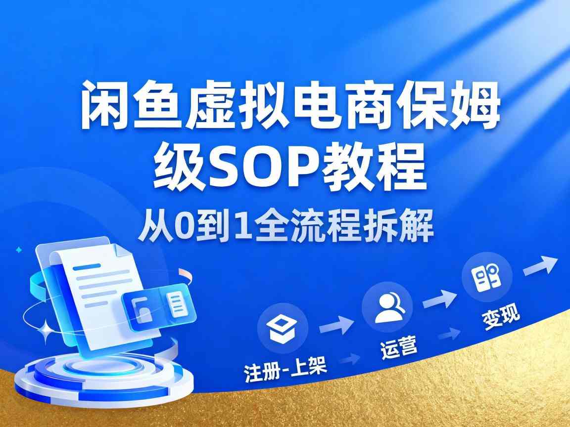 闲鱼虚拟电商，月入轻松过1W，保姆级SOP教程-九零网创