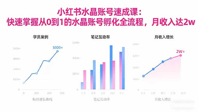 2025小红书水晶账号速成课：快速掌握从0-1水晶账号孵化全流程，月收入达2w-九零网创