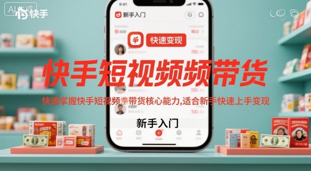 快手短视频带货，快速掌握快手短视频带货核心能力，适合新手快速上手变现-九零网创