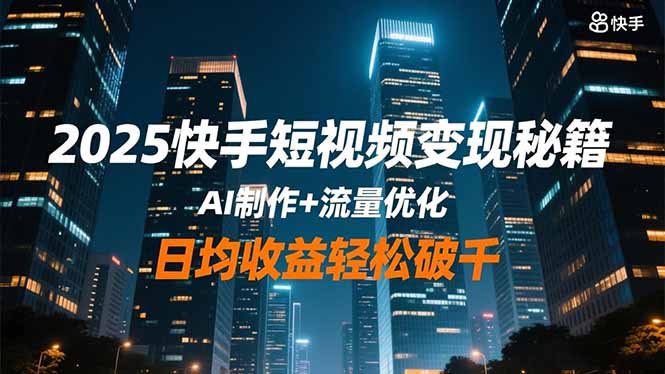 2025快手短视频变现秘籍，AI制作+流量优化，日均收益轻松破千-九零网创