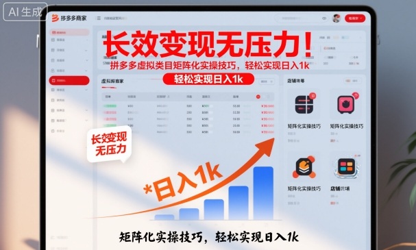 长效变现无压力！拼多多虚拟类目矩阵化实操技巧，轻松实现日入1k【揭秘】-九零网创