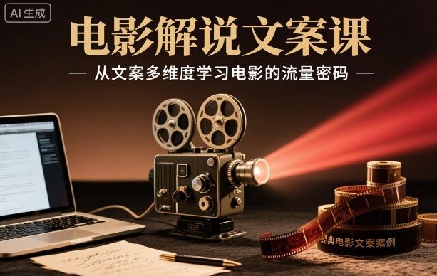 电影解说文案课，从文案多维度学习电影的流量密码-九零网创