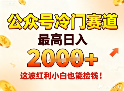 公众号冷门赛道，最高日入1k+，这波红利小白也能捡钱！-九零网创