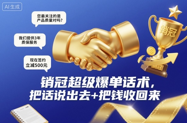 销冠超级爆单话术，把话说出去+把钱收回来-九零网创