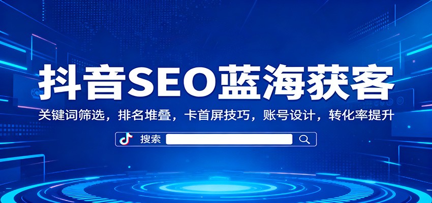 抖音SEO蓝海获客：关键词筛选，排名堆叠，卡首屏技巧，账号设计，转化率提升-九零网创