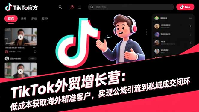 TikTok外贸增长营：低成本获取海外精准客户，实现公域引流到私域成交闭环-九零网创