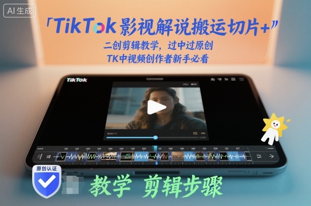 TikTok影视解说搬运切片+二创剪辑教学，过中过原创，TK中视频创作者新手必看-九零网创