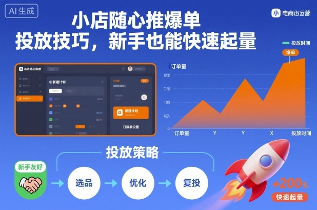 小店随心推爆单投放技巧，新手也能快速起量-九零网创