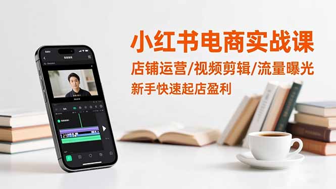 小红书电商实战课：店铺运营/视频剪辑/流量曝光，新手快速起店盈利-九零网创