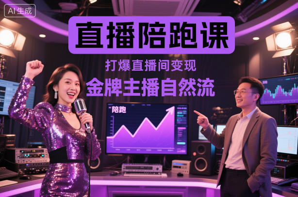 直播陪跑课，金牌主播自然流打爆直播间，复制高变现玩法-九零网创