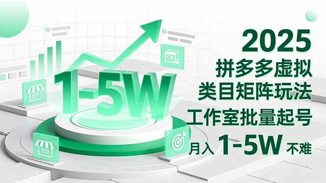 2025 拼多多虚拟类目矩阵玩法，工作室批量起号，月入 1-5W 不难-九零网创
