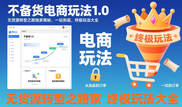 不备货电商玩法1.0，​无货源转型之路独家揭秘，一站到底，终极玩法大全-九零网创