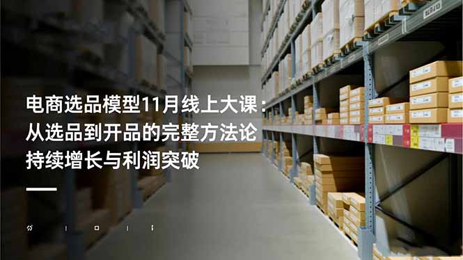 电商选品模型11月线上大课：从选品到开品的完整方法论 持续增长与利润突破-九零网创