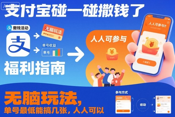 支付宝碰一碰撒钱了，无脑玩法，单号最低能搞几张，人人可以撸【揭秘】-九零网创