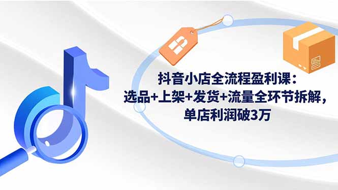 抖音小店全流程盈利课：选品+上架+发货+流量全环节拆解，单店利润破3万-九零网创